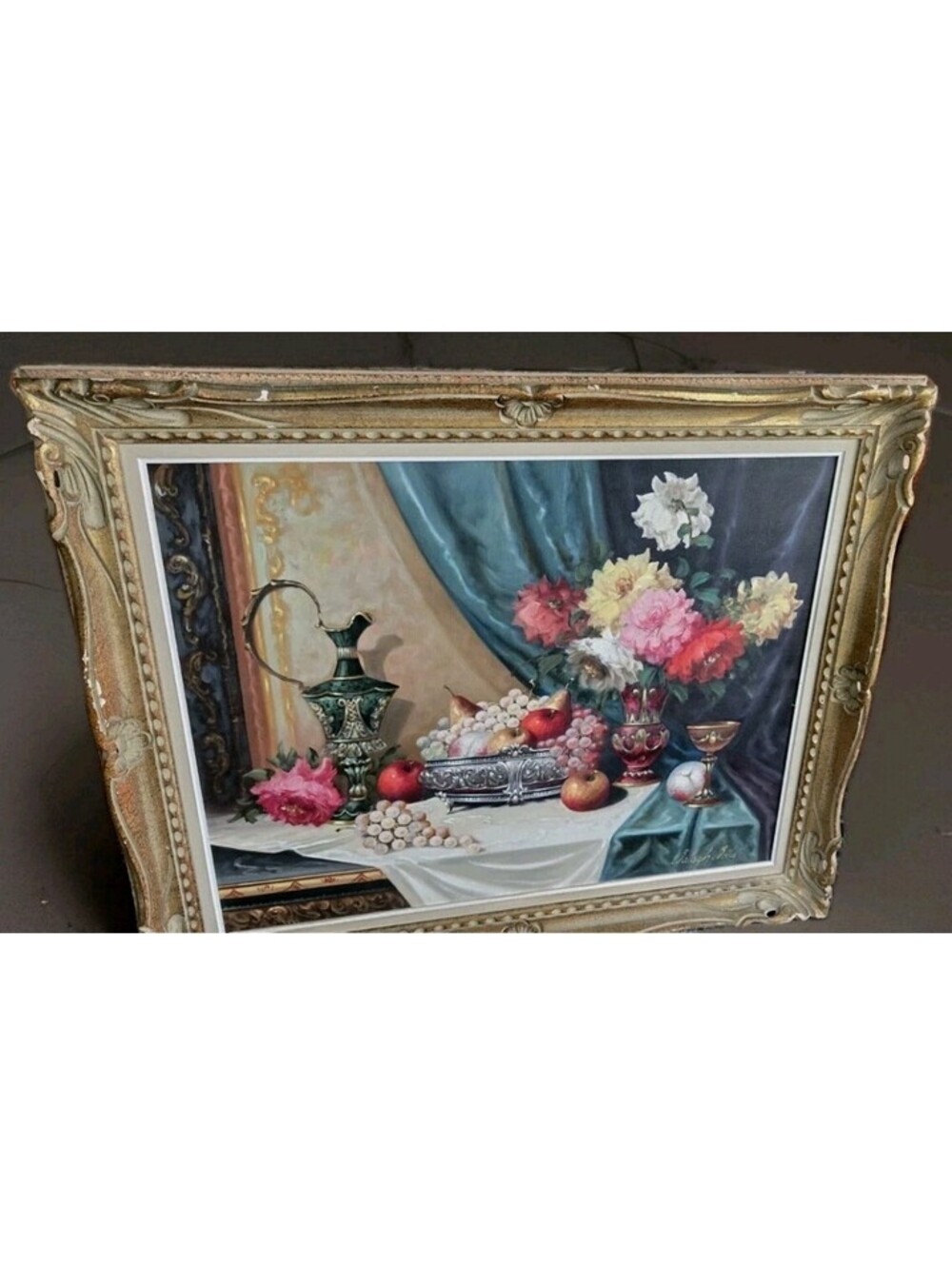 Vtg Bela Balogh Oil Painting Hungarian Artist Art 30X24" Framed 36X30"Wood Frame